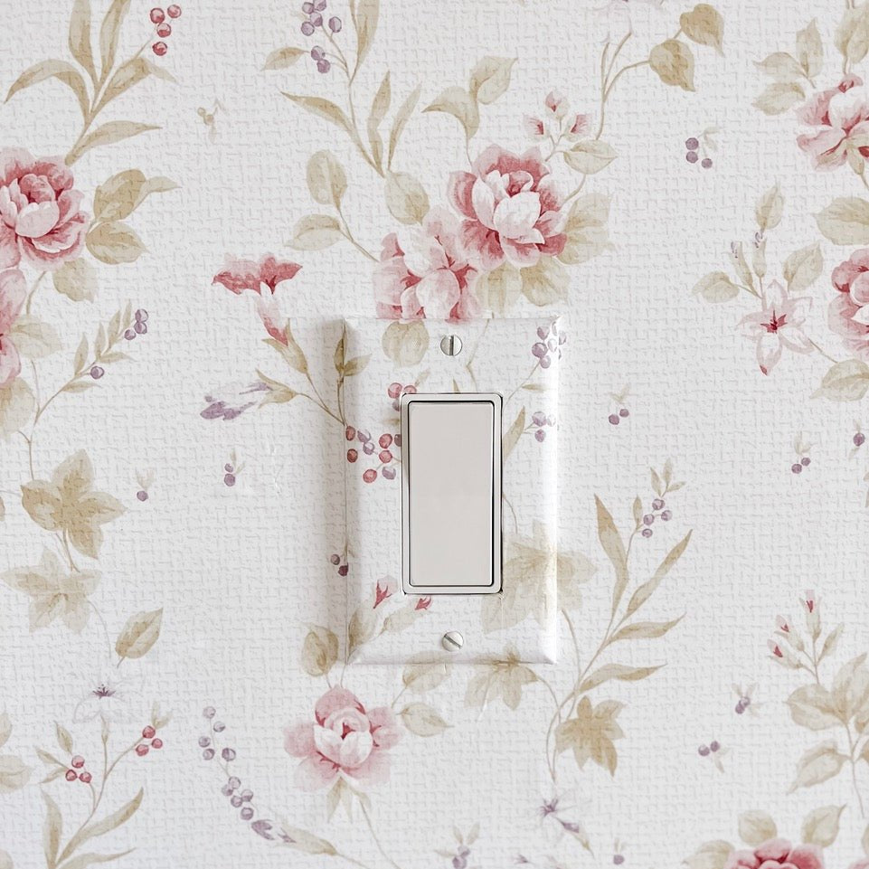 Light switch upgrade with textured floral wallpaper tutorial