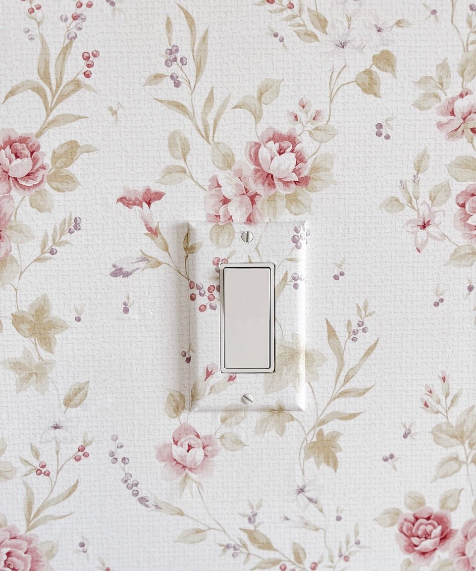 Light switch upgrade with textured floral wallpaper tutorial