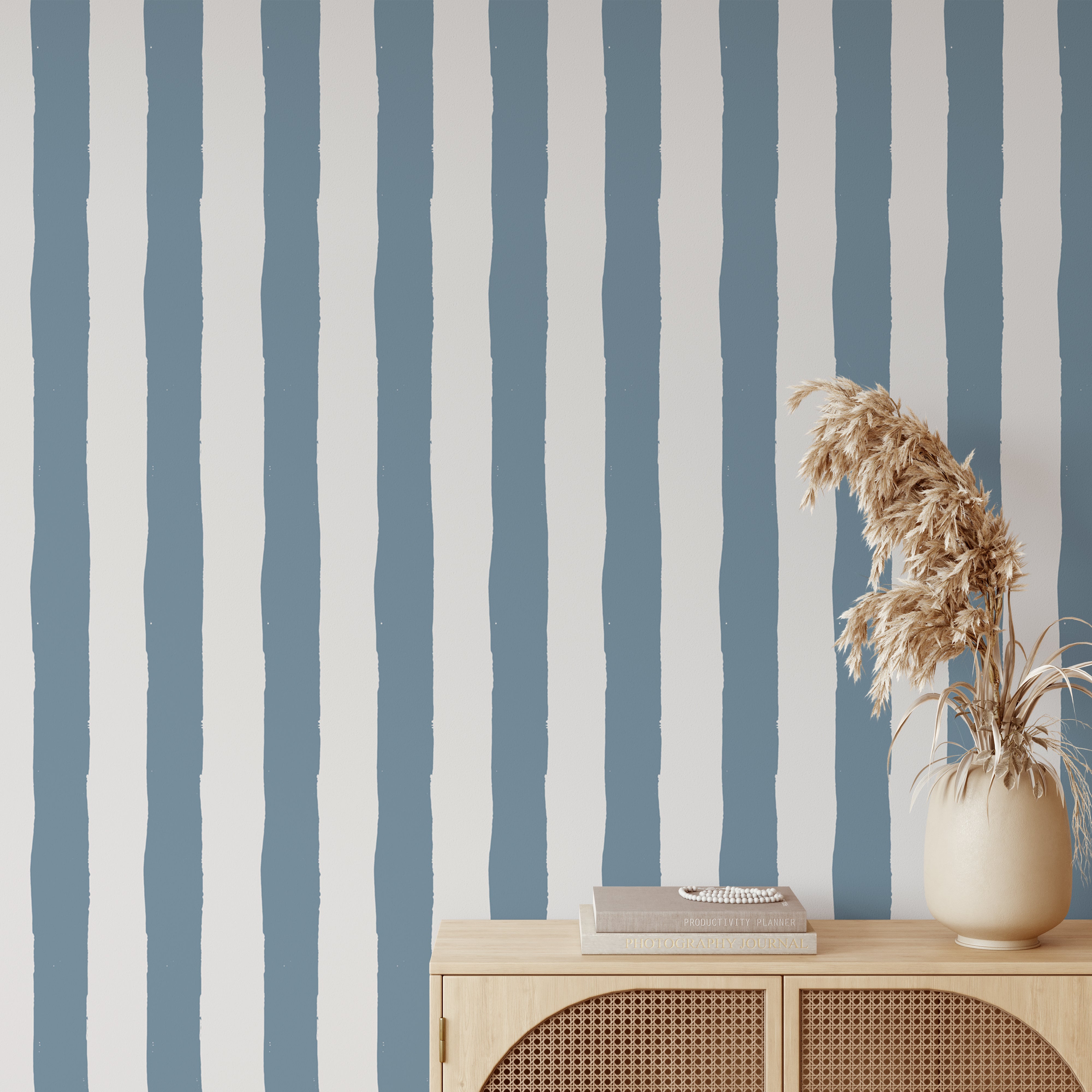 Eclectic Blue Stripe Wallpaper