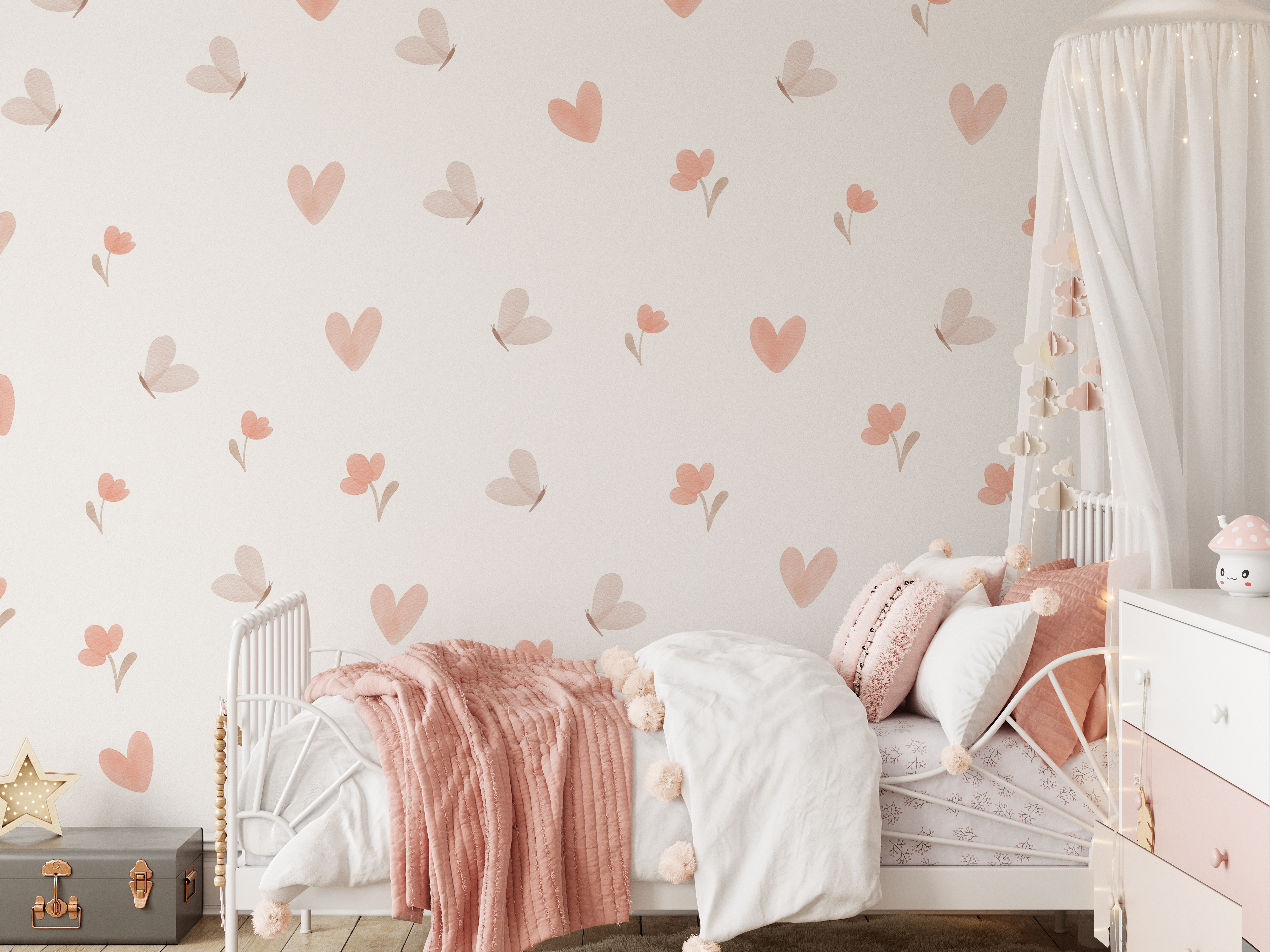 Exclusive flower, butterfly and heart wall stickers, beautiful girls room wall stickers
