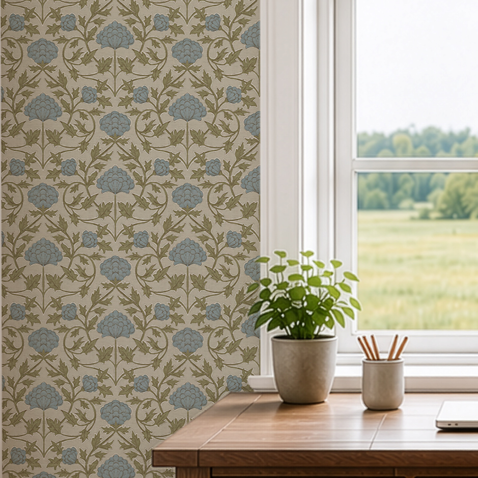 Blue Green Thistle Wallpaper