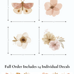 Detailed view of Boho Butterfly wall decal sizes and design