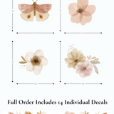 Detailed view of Boho Butterfly wall decal sizes and design