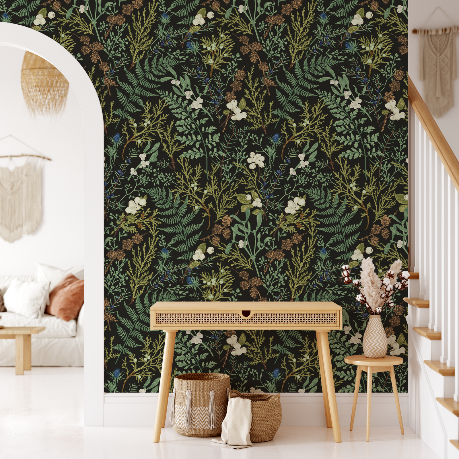 Dark Botanical Peel And Stick Wallpapernull