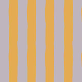 Close-up of yellow and lavender vertical striped wallpaper with soft wavy lines