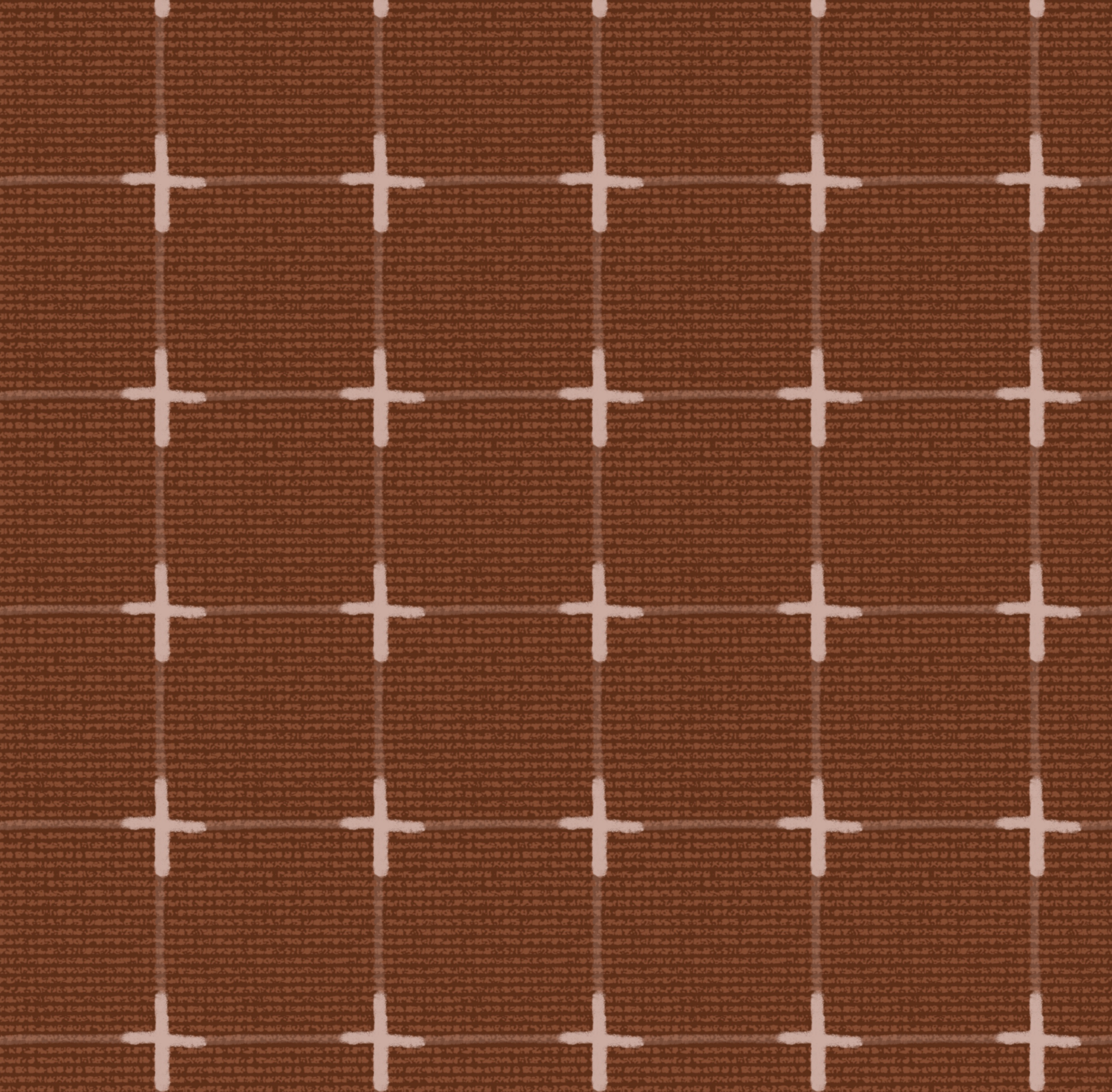 Close-up of cocoa grid wallpaper showing textured brown background and soft crosshatch lines