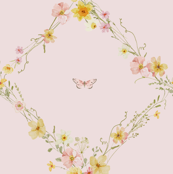 Daffodil and Butterfly Trellis Wallpaper