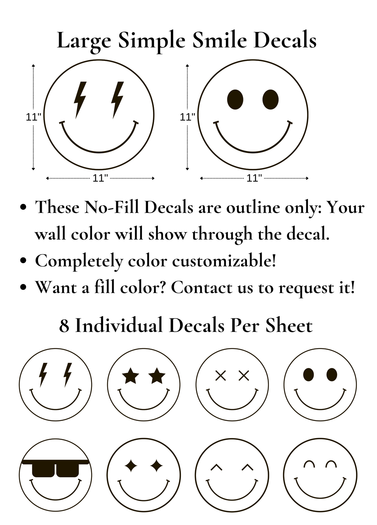 Simple Delcals Simple Large Smile Decals (Peel and Stick Decals)