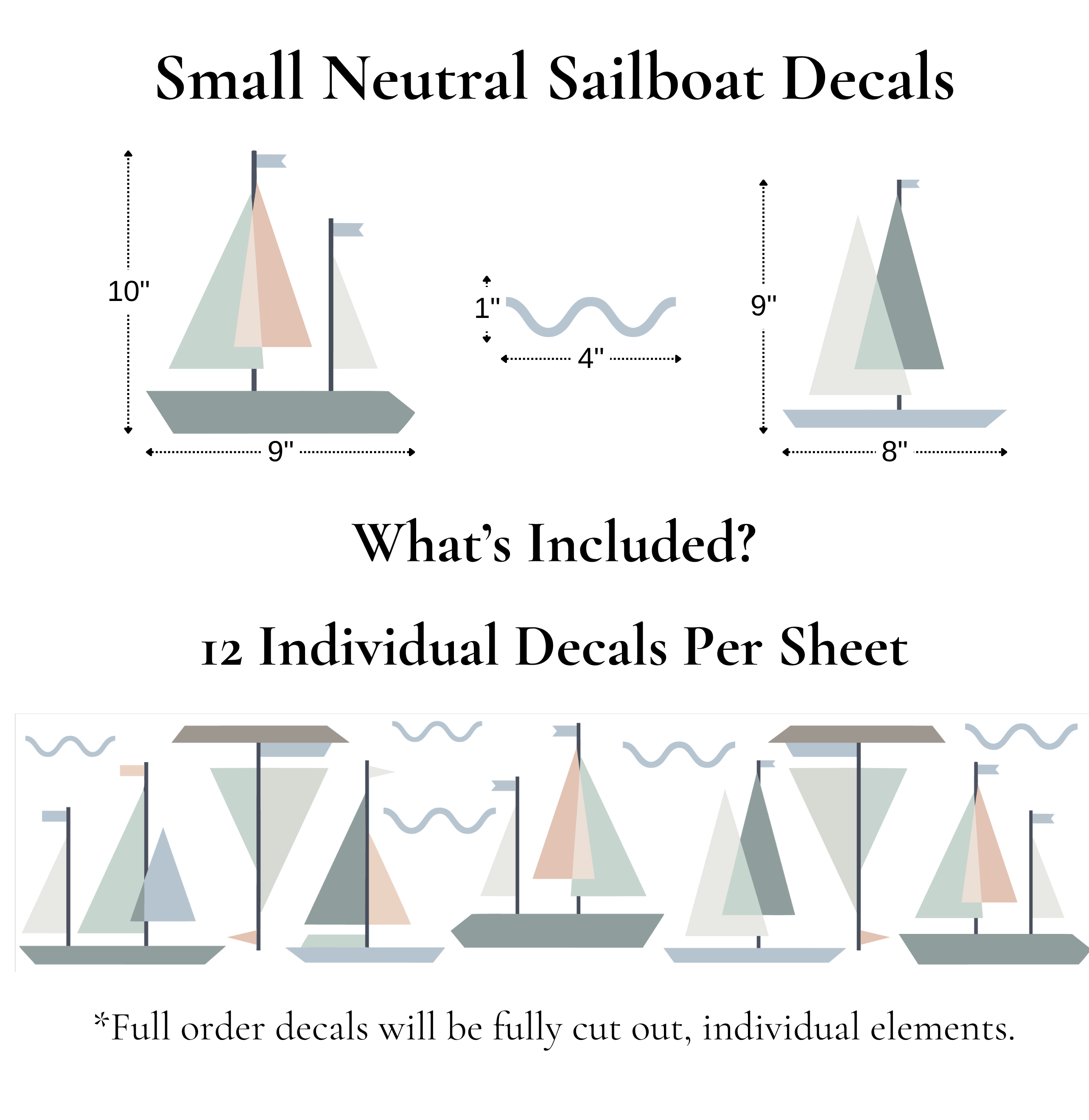 Small Neutral Sailboat Wall Stickers