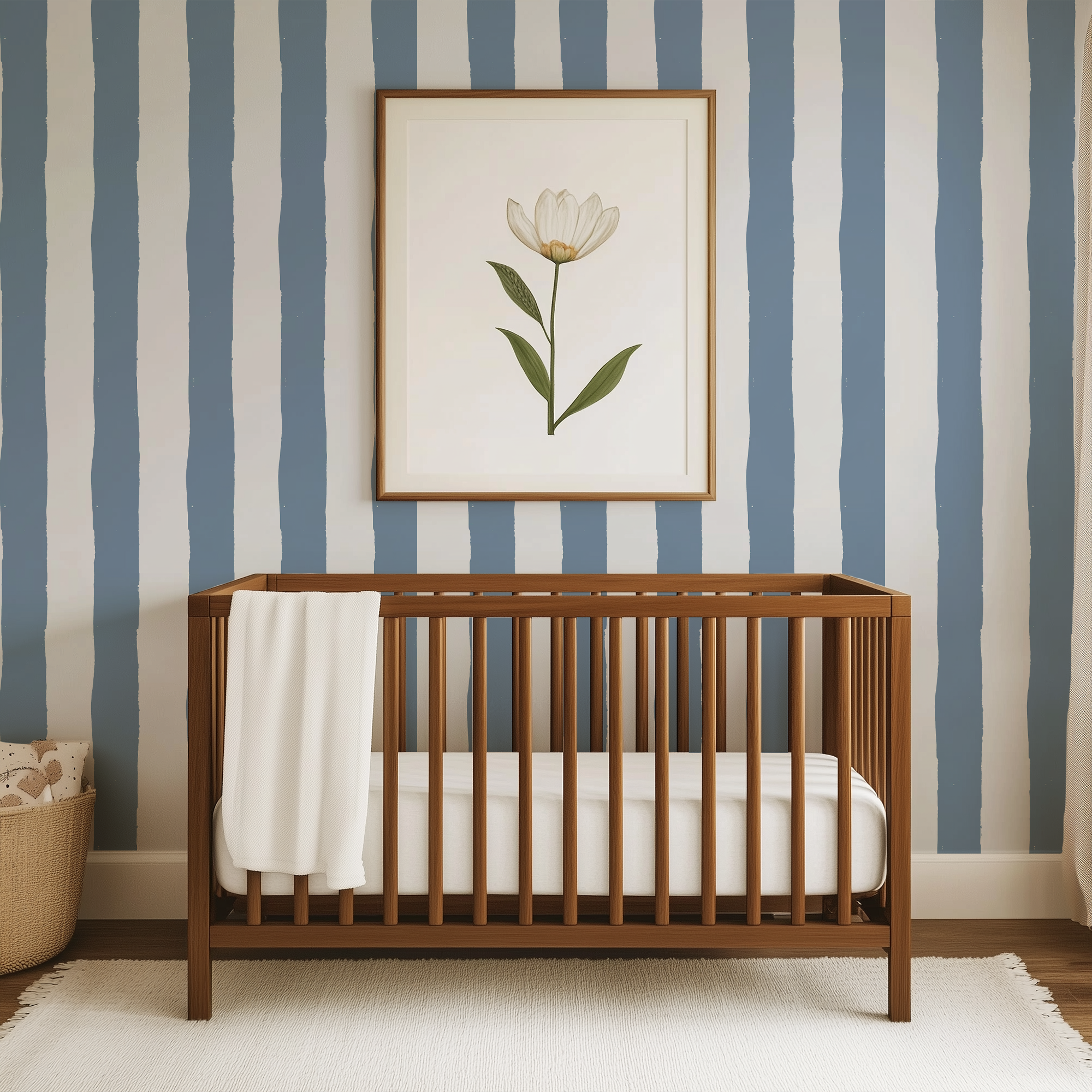 Eclectic Blue Stripe Wallpaper