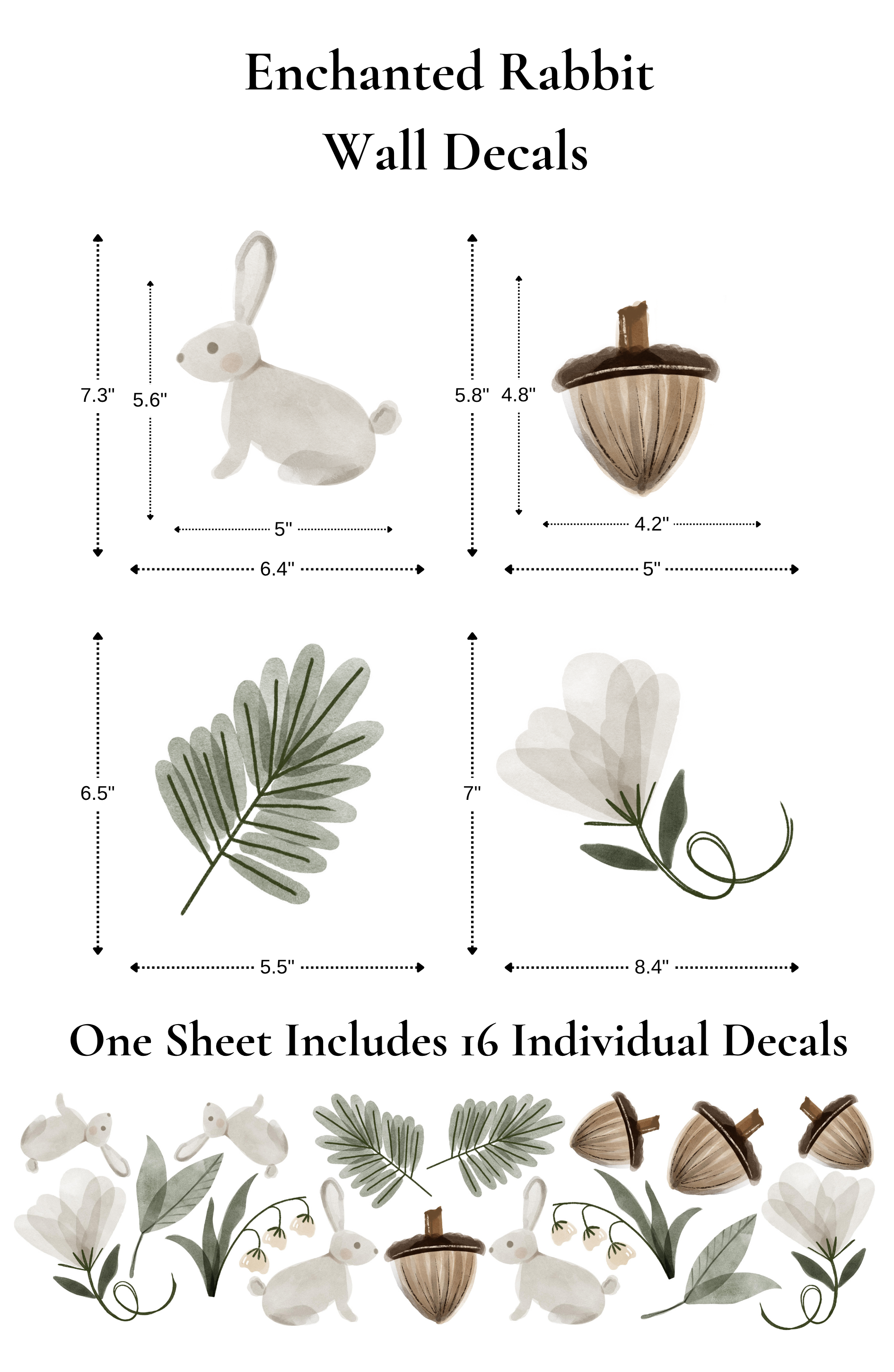 Enchanted Rabbit Wall Stickers (Peel and Stick Decals)