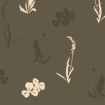 Field Study wallpaper pattern showing soft florals, grasses, and organic shapes