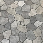 Flagstone tile wallpaper close-up, rustic grey stone pattern with natural textured look