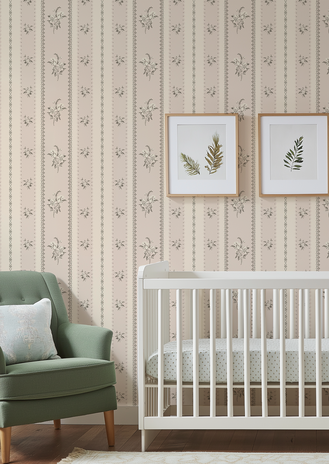 Floral Vertical Stripe Wallpaper