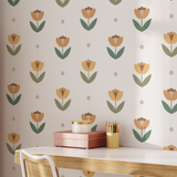 Petal Polka Dot floral wall decals in a kids desk and study space