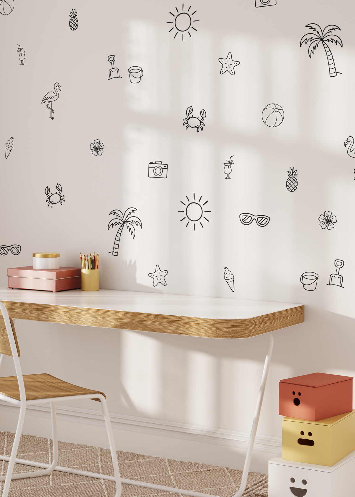 Simple Beach Wall Stickers (Peel and Stick Decals)