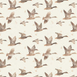 Pattern swatch of watercolor flying geese in soft brown tones