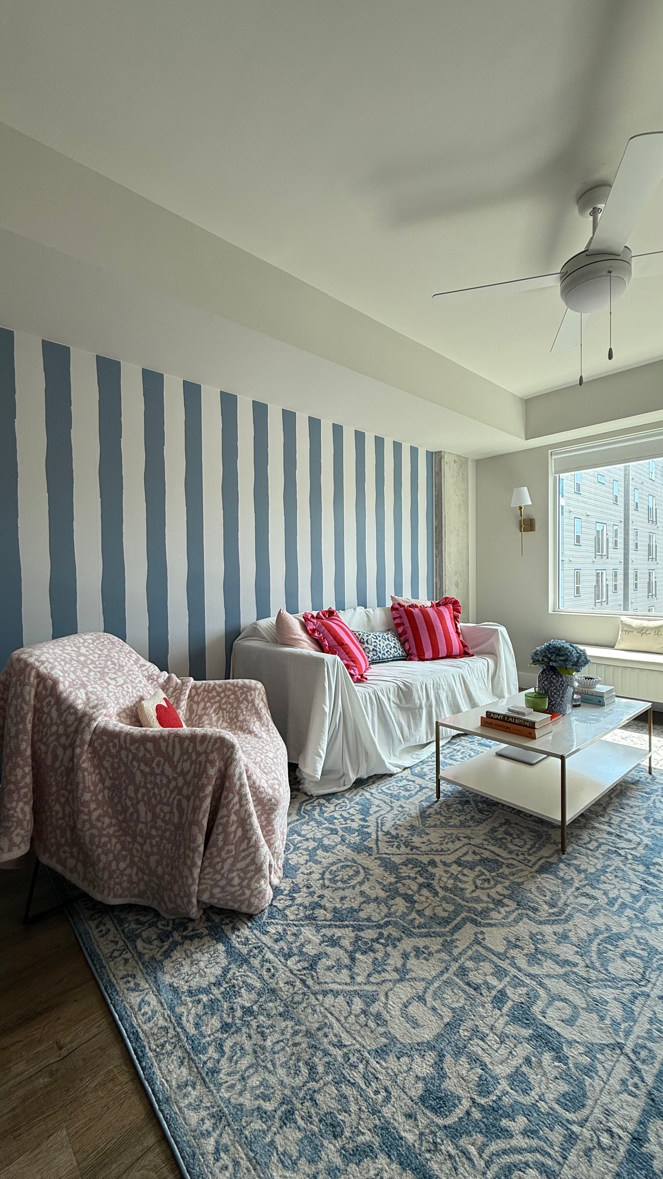 Eclectic Blue Stripe Wallpaper