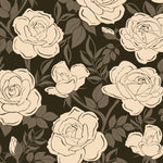 Pattern of beige roses on a black background