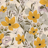 Pattern of yellow and gray flowers on a light background