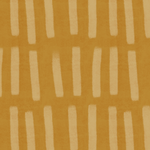 Close-up of mustard stripe wallpaper showing hand-painted brushstroke texture and organic pattern