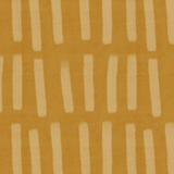 Close-up of mustard stripe wallpaper showing hand-painted brushstroke texture and organic pattern