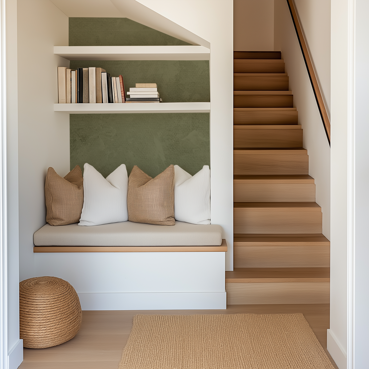 Olive Green Limewash Wallpaper