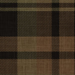 Close-up of olive and black tartan plaid wallpaper showing diagonal lines, woven texture, and rich dark tones.