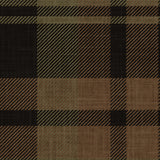 Close-up of olive and black tartan plaid wallpaper showing diagonal lines, woven texture, and rich dark tones.