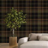 Olive and Black Plaid Wallpaper