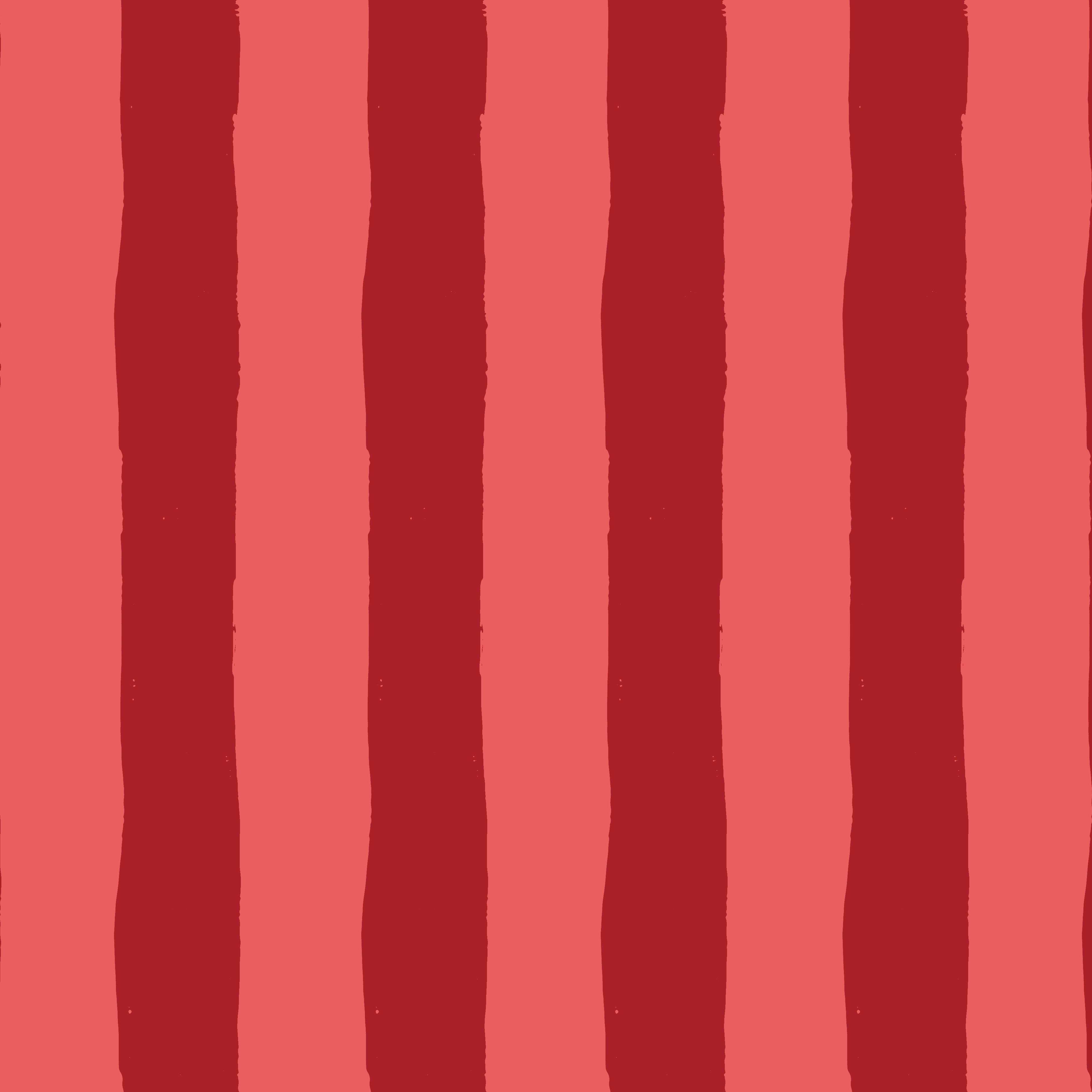 Close-up of red and coral vertical stripe wallpaper with wavy edges