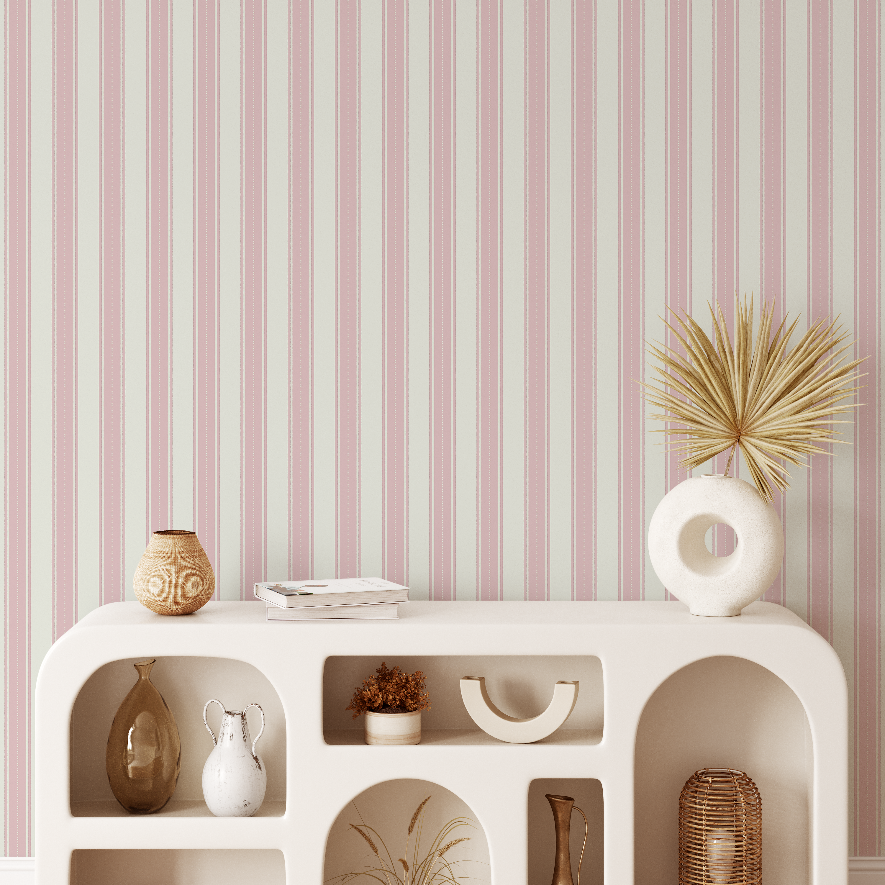 Pink dotted stripe wallpaper for modern home decor