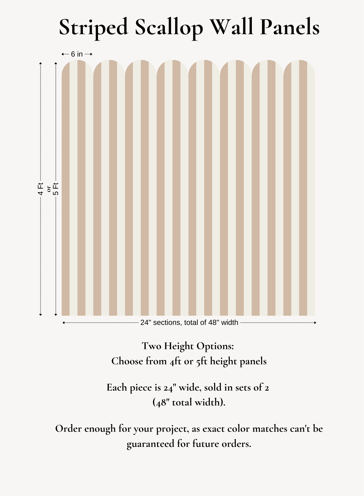 Coconut Stripe Scallop Half Wall Panels