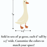 Silly Goose wall sticker set with measurements, showing 30 decals each 6x2.5 inches.