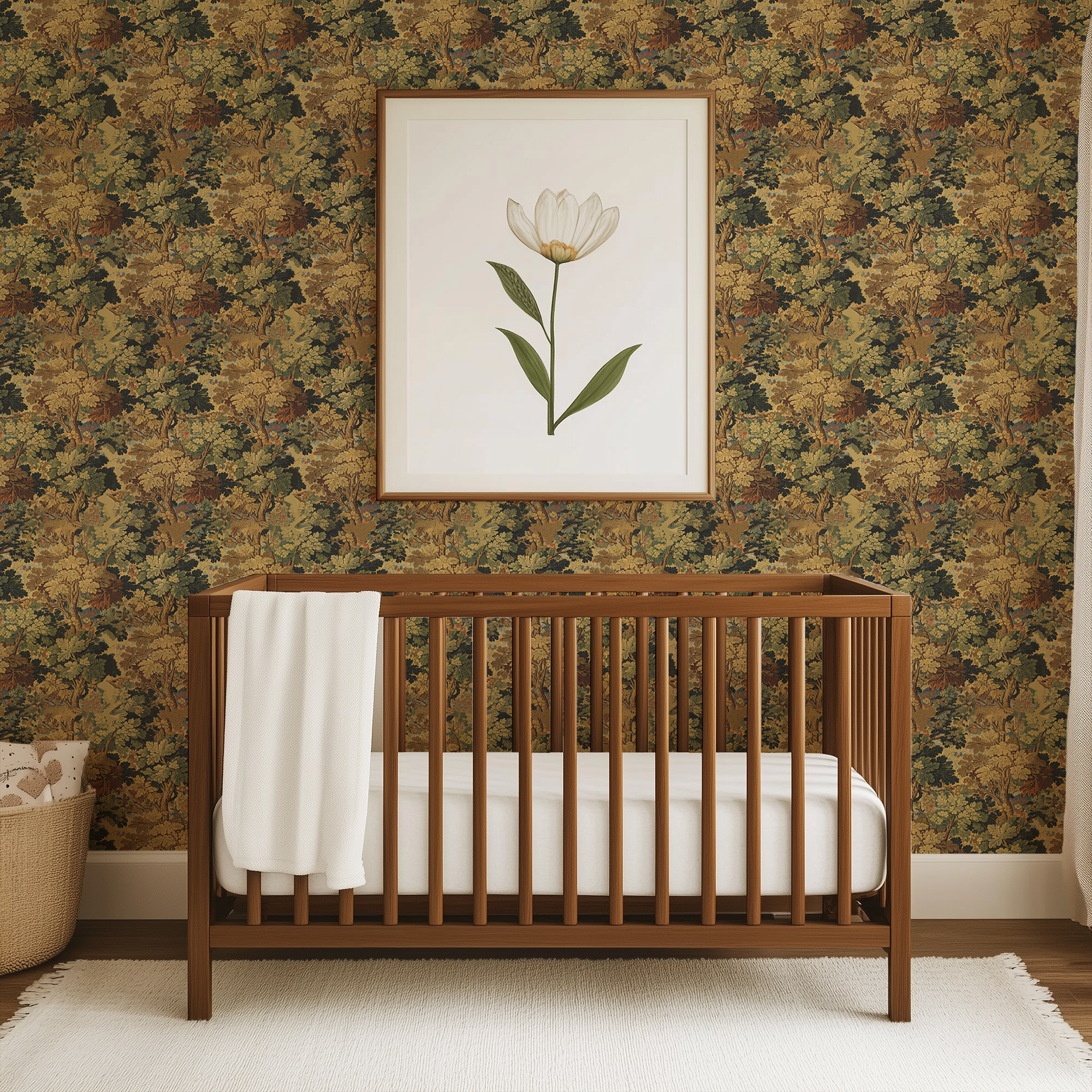 verdure tapestry wallpaper in baby room