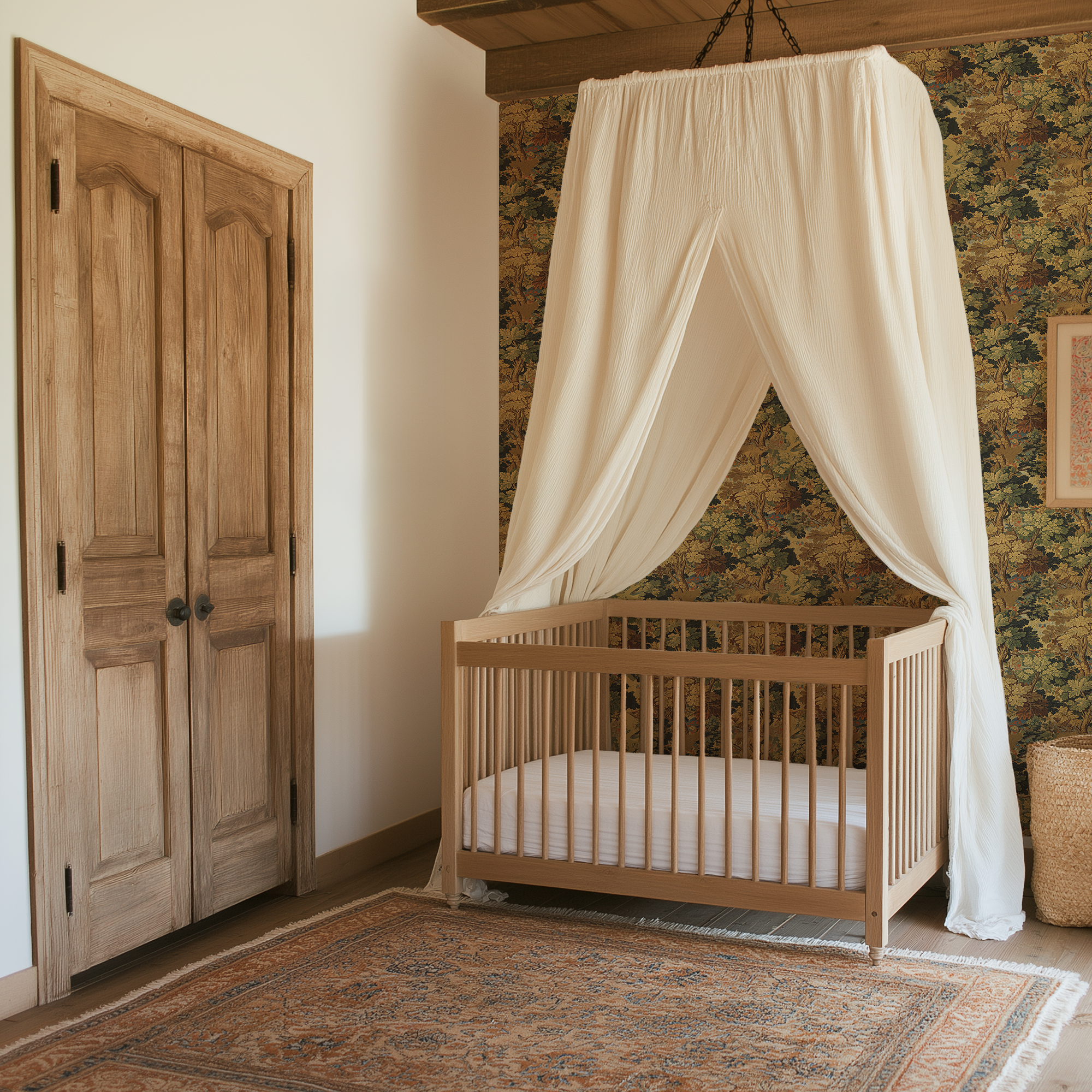 verdure tapestry wallpaper in baby room