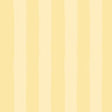 Close-up sample of yellow vacation stripe wallpaper with alternating vertical tones.