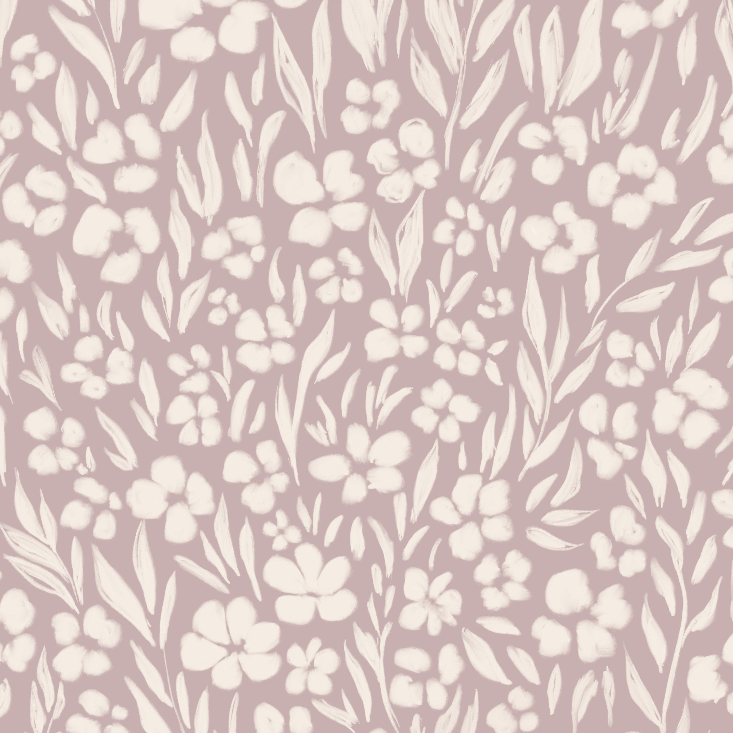 Floral pattern with white flowers and leaves on a pink background