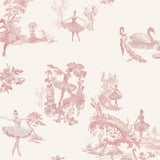 Close-up of Ballerina Toile Wallpaper design featuring ballerinas and scenic elements