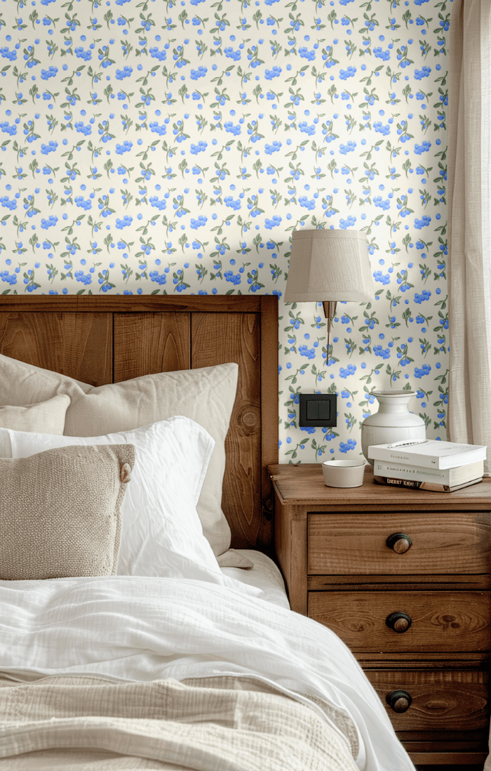 Blueberry Fields Wallpaper, Peel and Stick or Traditional Finish