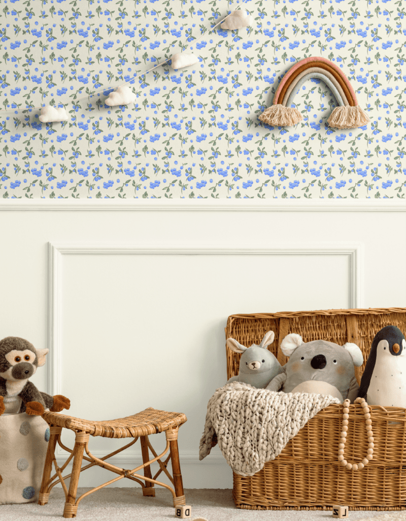 Blueberry Fields Wallpaper, Peel and Stick or Traditional Finish