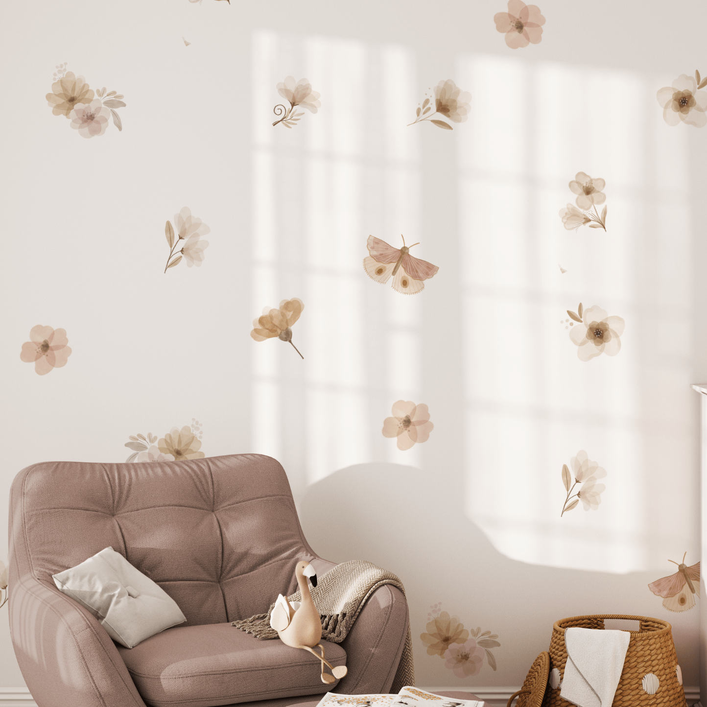 Boho Butterfly Wall Stickers in a cozy reading nook