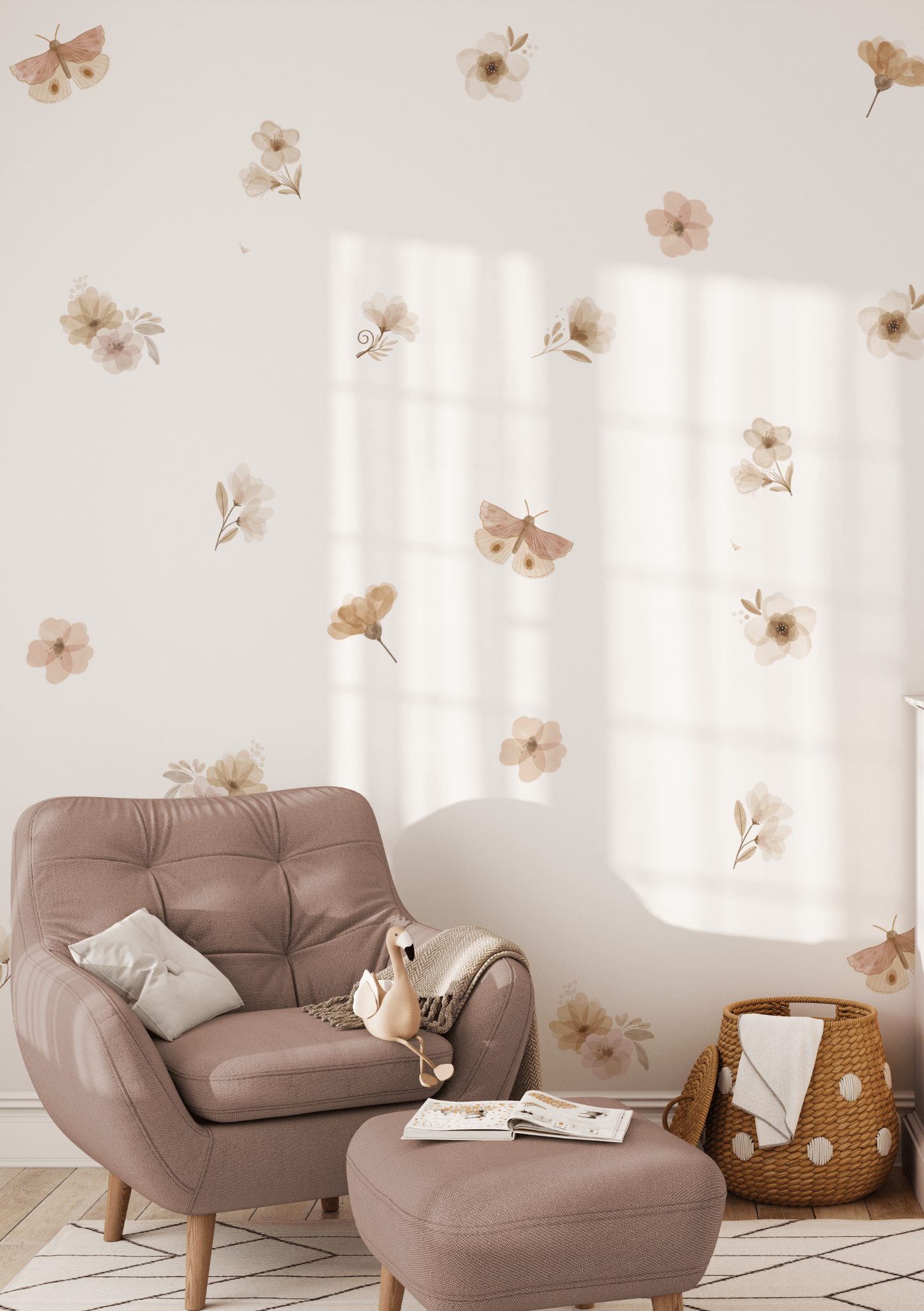 Boho Butterfly Wall Stickers in a cozy reading nook