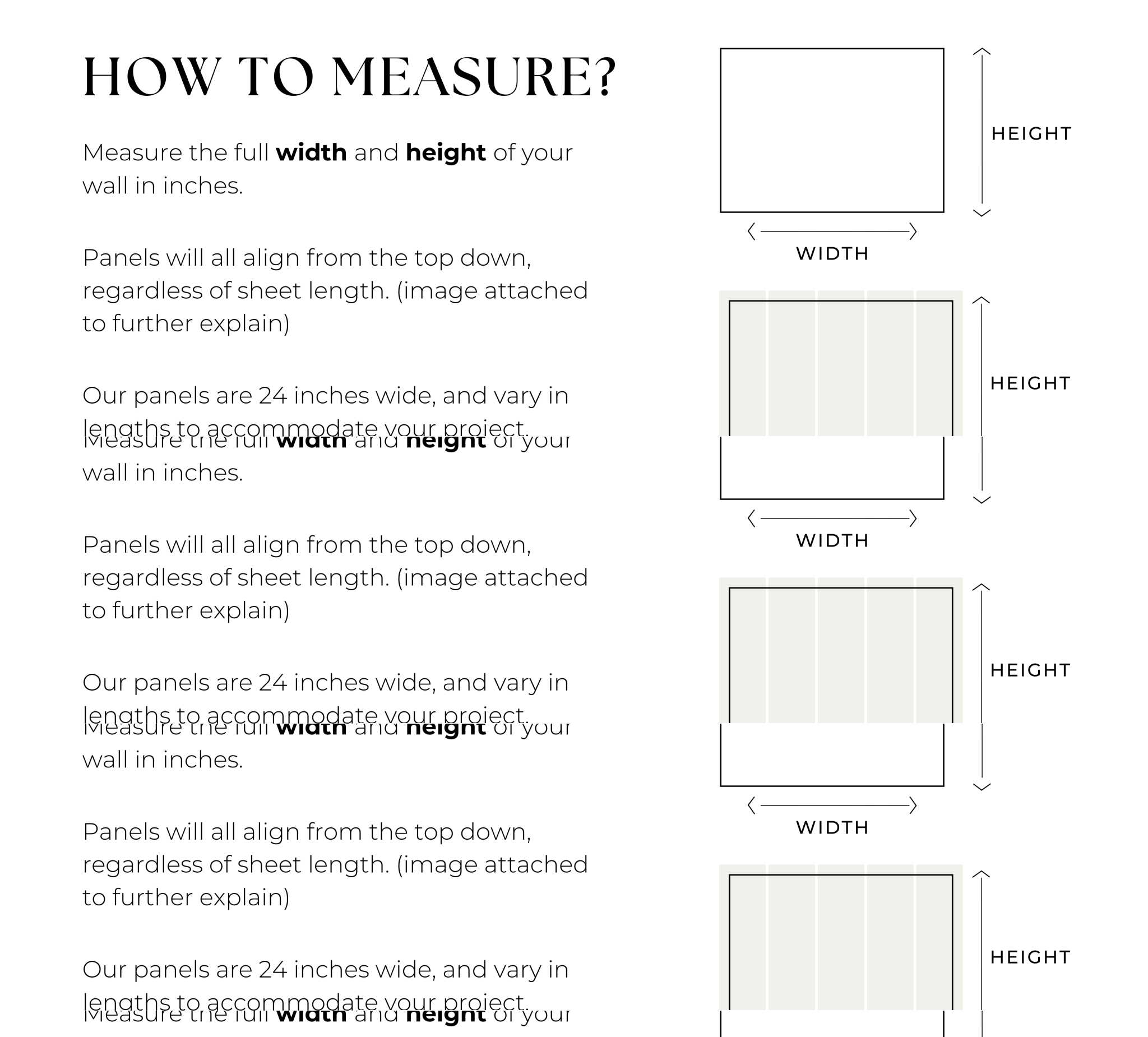 An image explaining how to figure out what wallpaper is best for a specific wall based on it's width and height