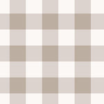 Close-up of brown gingham wallpaper pattern with soft beige and cream tones
