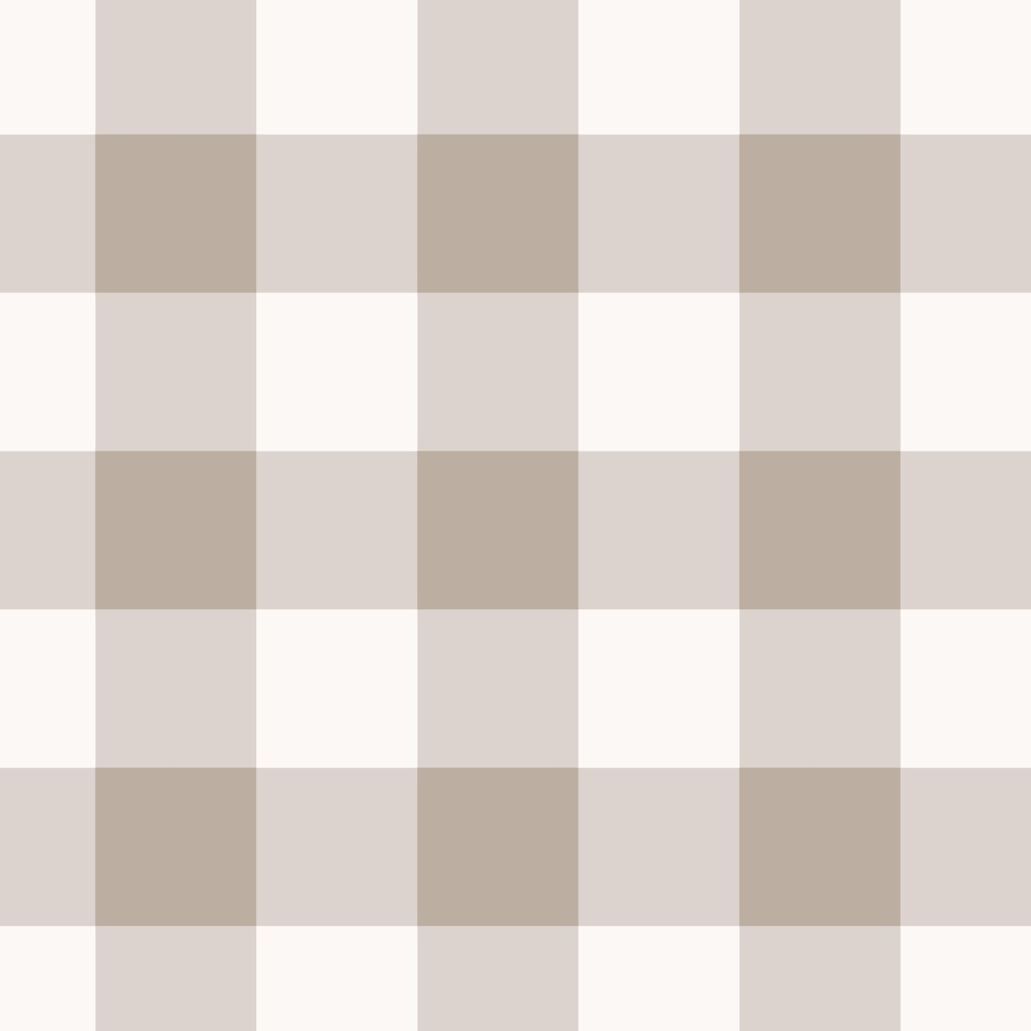 Close-up of brown gingham wallpaper pattern with soft beige and cream tones