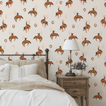 Bucking Bronco cowboy wallpaper sample with vintage western design for home decor