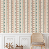 Cactus Trail wallpaper in a room setting with natural light and rustic decor elements