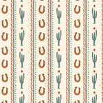 Cactus Trail Western wallpaper with cactus and horseshoe pattern, close-up view