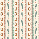 Cactus Trail Western wallpaper with cactus and horseshoe pattern, close-up view